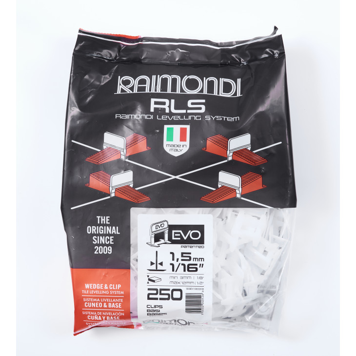 Raimondi klips RLS EVO 1,5 mm, 3-12 mm høyde à 250 stk