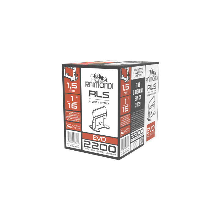Raimondi klips RLS EVO 1,5 mm, 3-12 mm høyde à 2200 stk