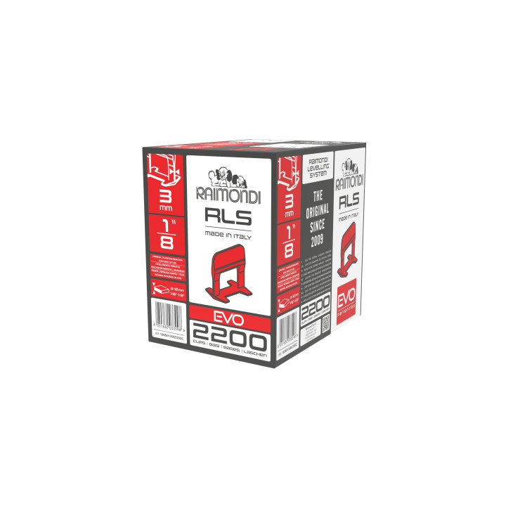 Raimondi klips RLS EVO 3 mm, 3-12 mm høyde à 2200 stk