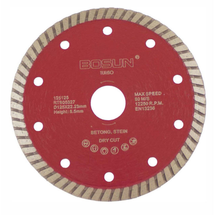 Diamantblad turbo 125/22,2 mm Bosun Rød