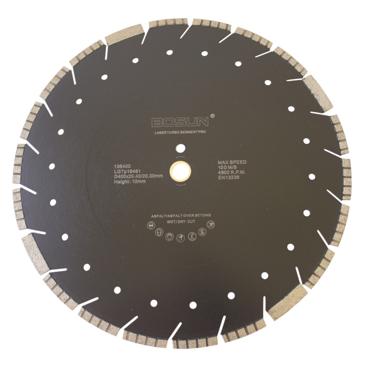 Diamantblad turbosegment Asfalt 400/25,4-20 mm Bosun Pro Svart